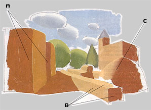 Basic shapes underlying a painting