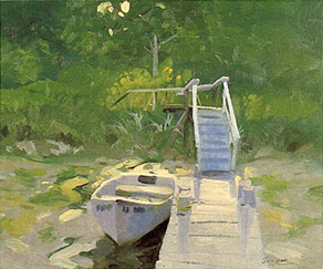 Evelyn's Dock - oil on Masonite