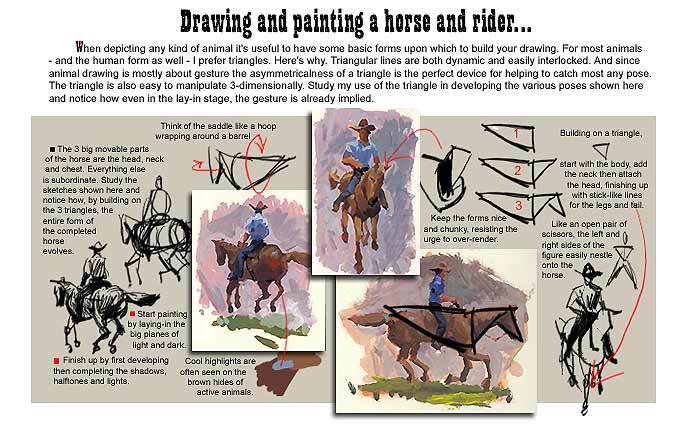 Painting a Horse and Rider lesson...